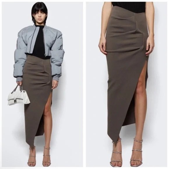 Rick Owens Rent Maxi Bodycon Skirt in Dust - Picture 1 of 14